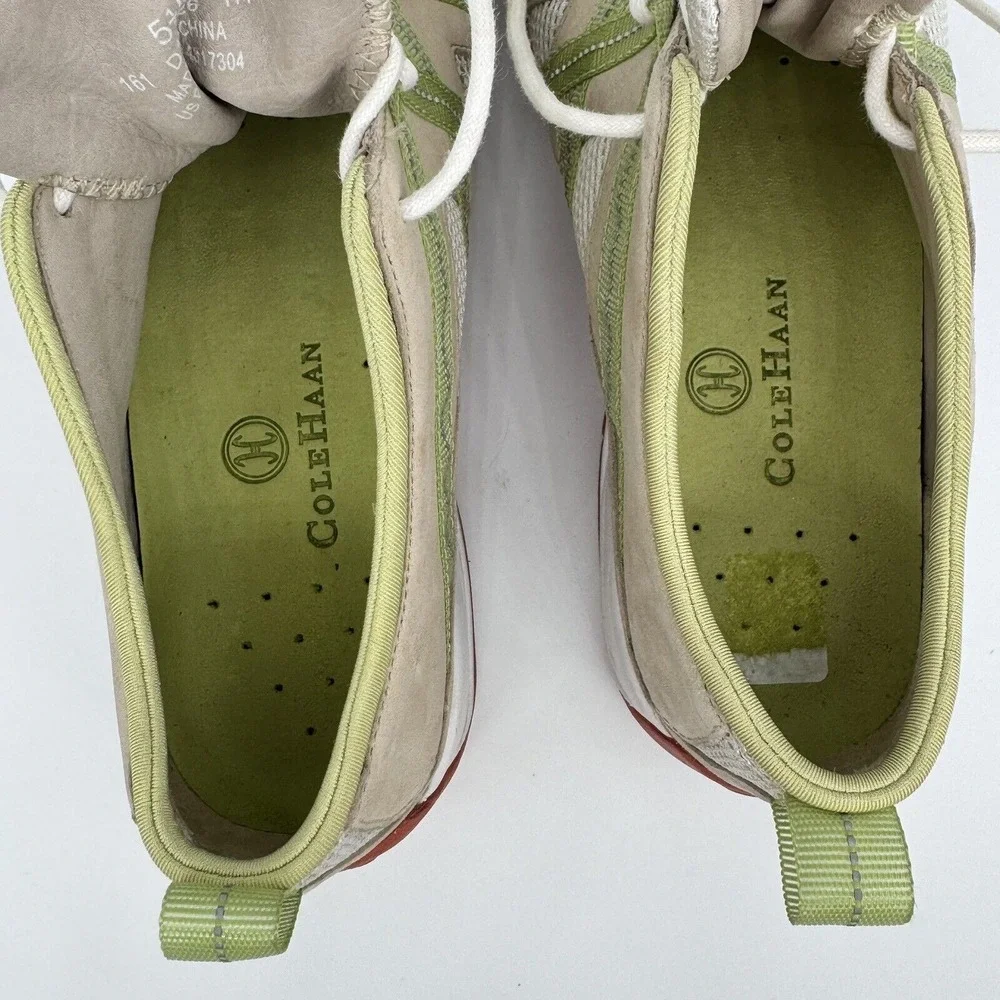 Cole‎ Haan NikeAir Sneakers Womens 5.5B Suede Tan Green D16126 Sporty Preppy